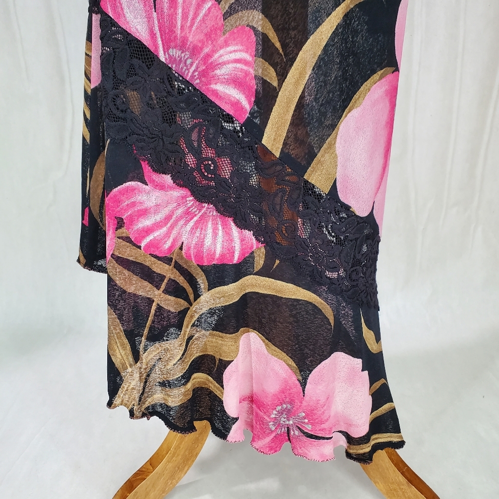 Cache Black Floral Two-Piece Skirt Set with Pink & Brown Print - Picture 16 of 16